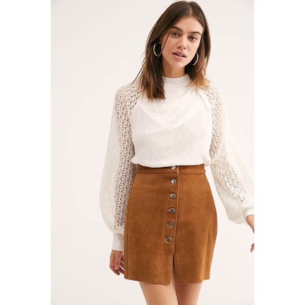 Free People White Lace Sleeve Top - Picture 2 of 15
